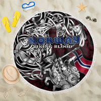 Norway Viking Blood Beach Blanket Nordic Runes and Shield of Ancestry in Tribal Knotwork