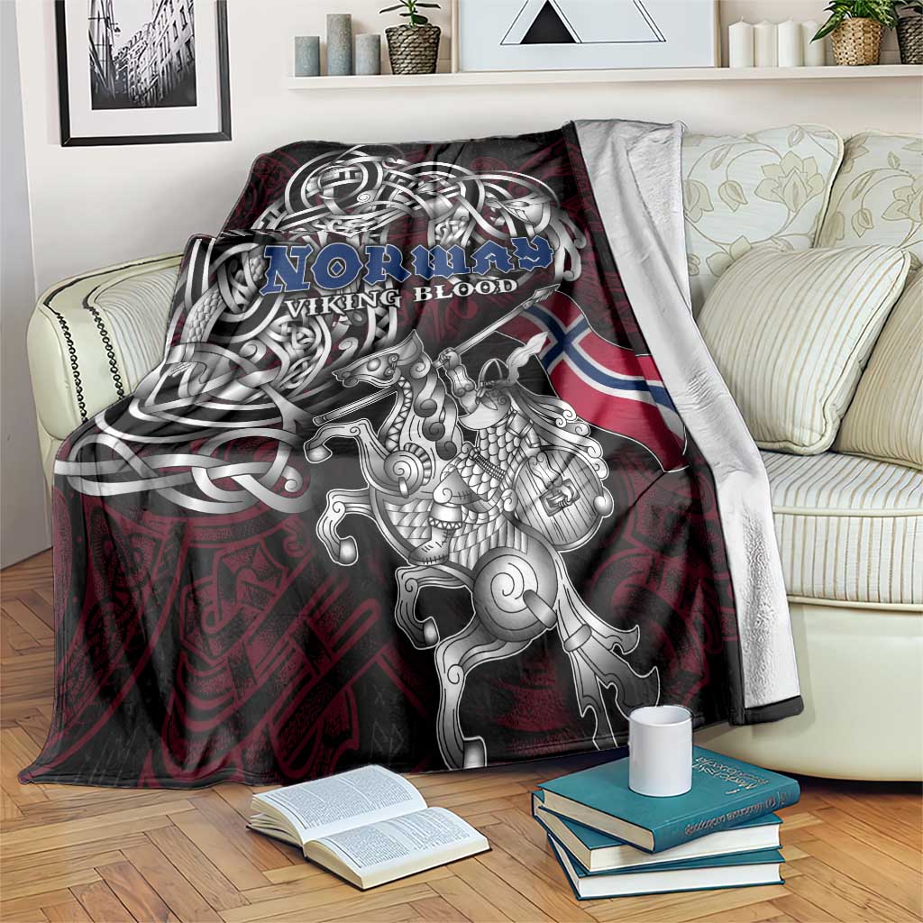 Norway Viking Blood Blanket Nordic Runes and Shield of Ancestry in Tribal Knotwork