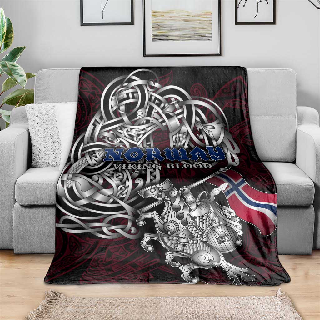 Norway Viking Blood Blanket Nordic Runes and Shield of Ancestry in Tribal Knotwork