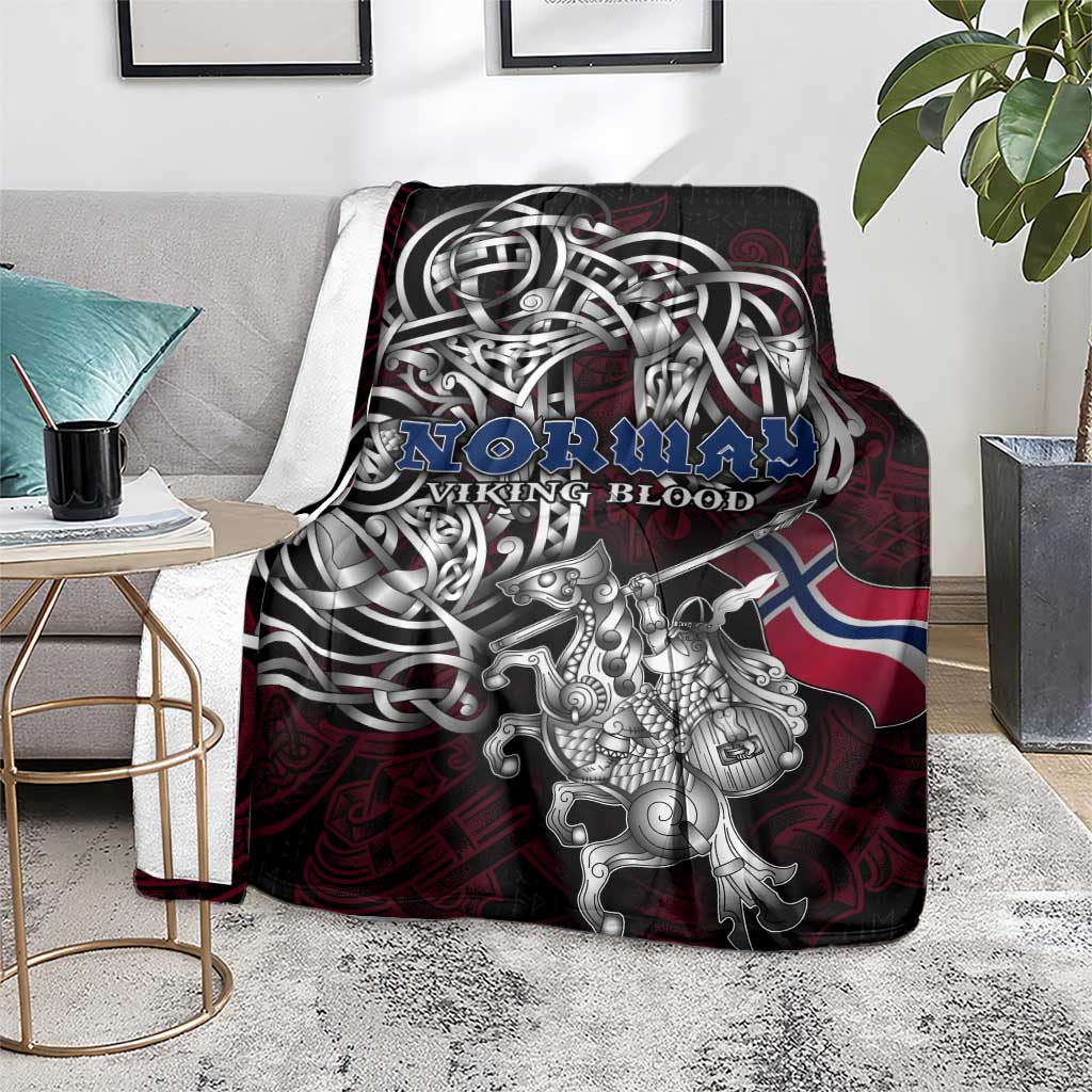 Norway Viking Blood Blanket Nordic Runes and Shield of Ancestry in Tribal Knotwork