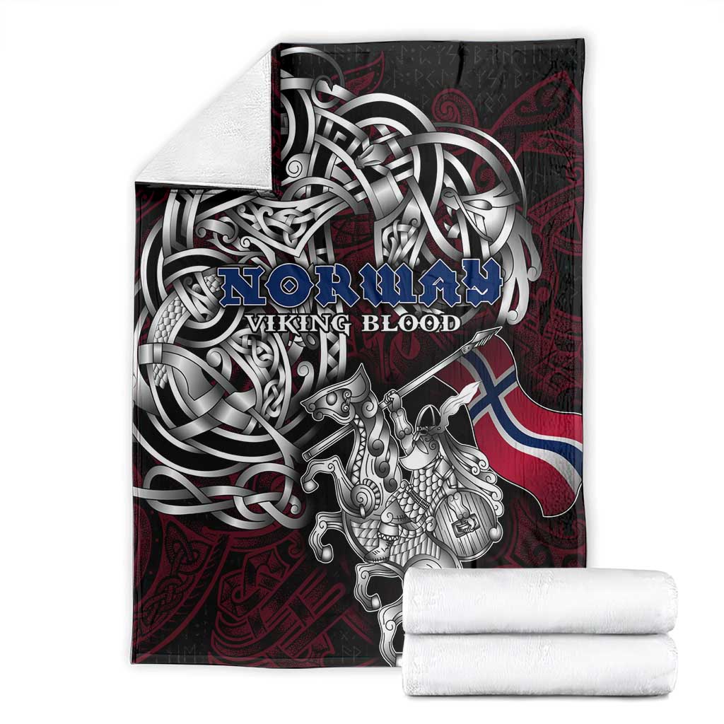 Norway Viking Blood Blanket Nordic Runes and Shield of Ancestry in Tribal Knotwork