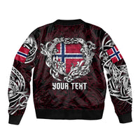 Personalized Norway Viking Blood Bomber Jacket Nordic Runes and Shield of Ancestry in Tribal Knotwork
