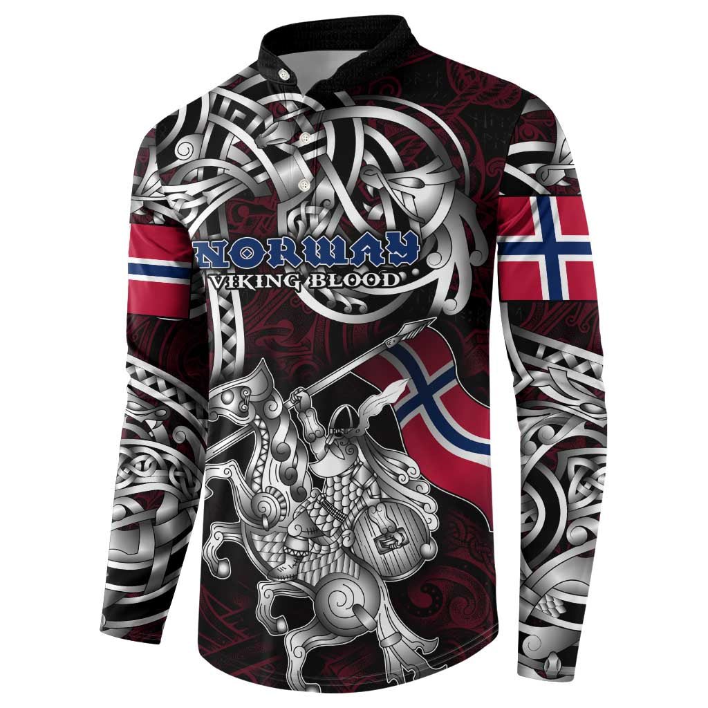 Personalized Norway Viking Blood Button Sweatshirt Nordic Runes and Shield of Ancestry in Tribal Knotwork