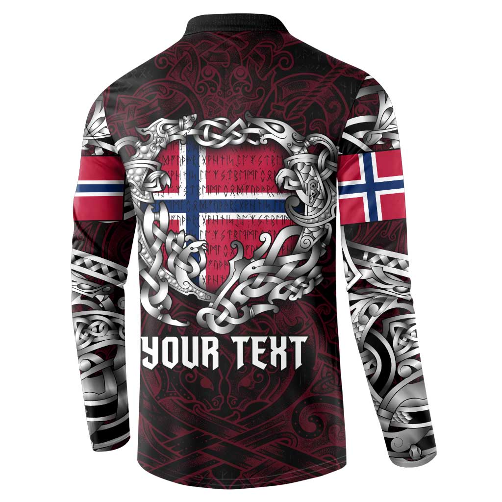 Personalized Norway Viking Blood Button Sweatshirt Nordic Runes and Shield of Ancestry in Tribal Knotwork