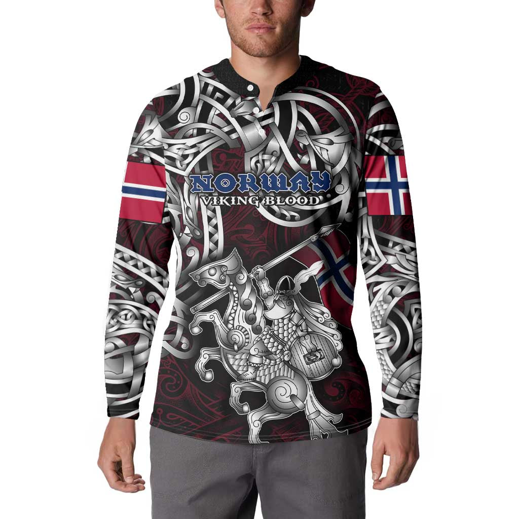 Personalized Norway Viking Blood Button Sweatshirt Nordic Runes and Shield of Ancestry in Tribal Knotwork