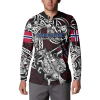 Personalized Norway Viking Blood Button Sweatshirt Nordic Runes and Shield of Ancestry in Tribal Knotwork
