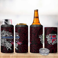Norway Viking Blood 4 in 1 Can Cooler Tumbler Nordic Runes and Shield of Ancestry in Tribal Knotwork