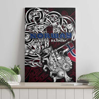 Norway Viking Blood Canvas Wall Art Nordic Runes and Shield of Ancestry in Tribal Knotwork
