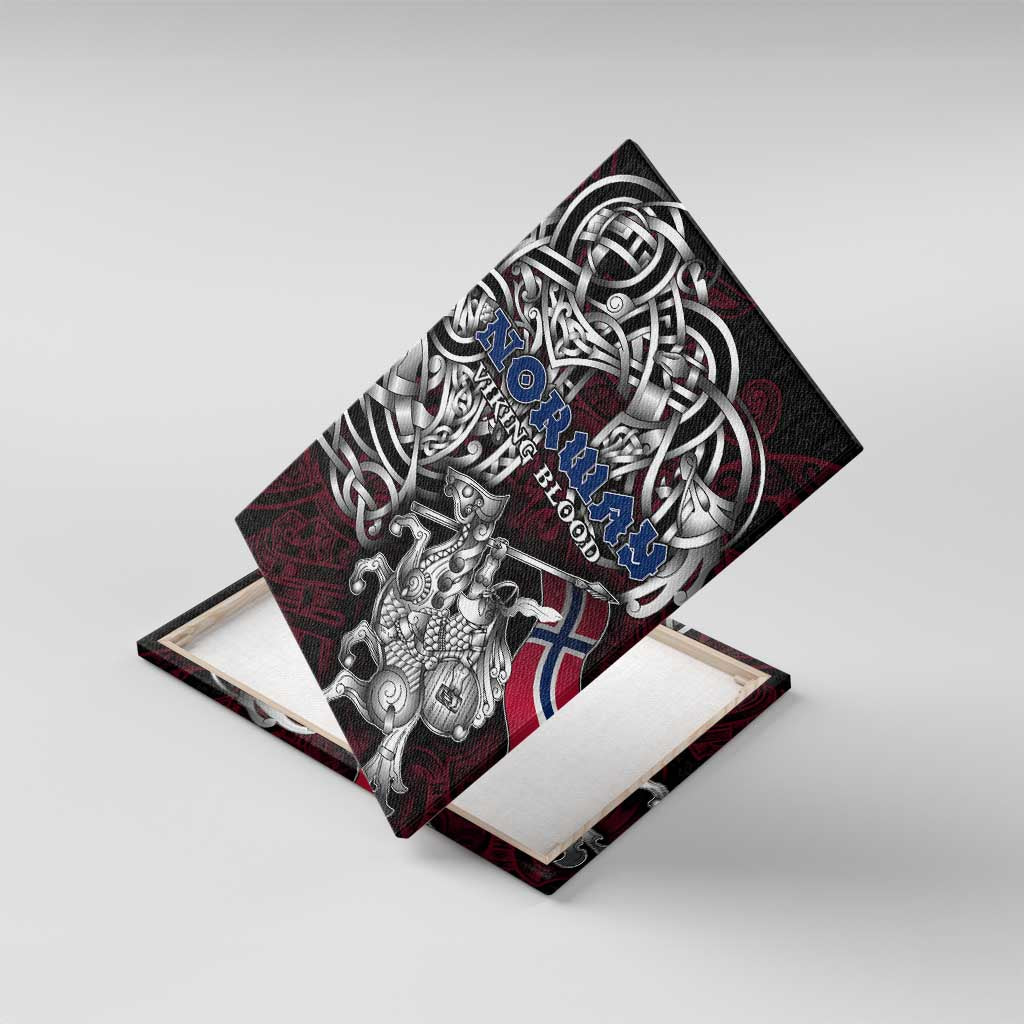 Norway Viking Blood Canvas Wall Art Nordic Runes and Shield of Ancestry in Tribal Knotwork