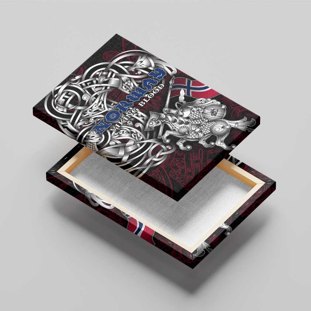 Norway Viking Blood Canvas Wall Art Nordic Runes and Shield of Ancestry in Tribal Knotwork