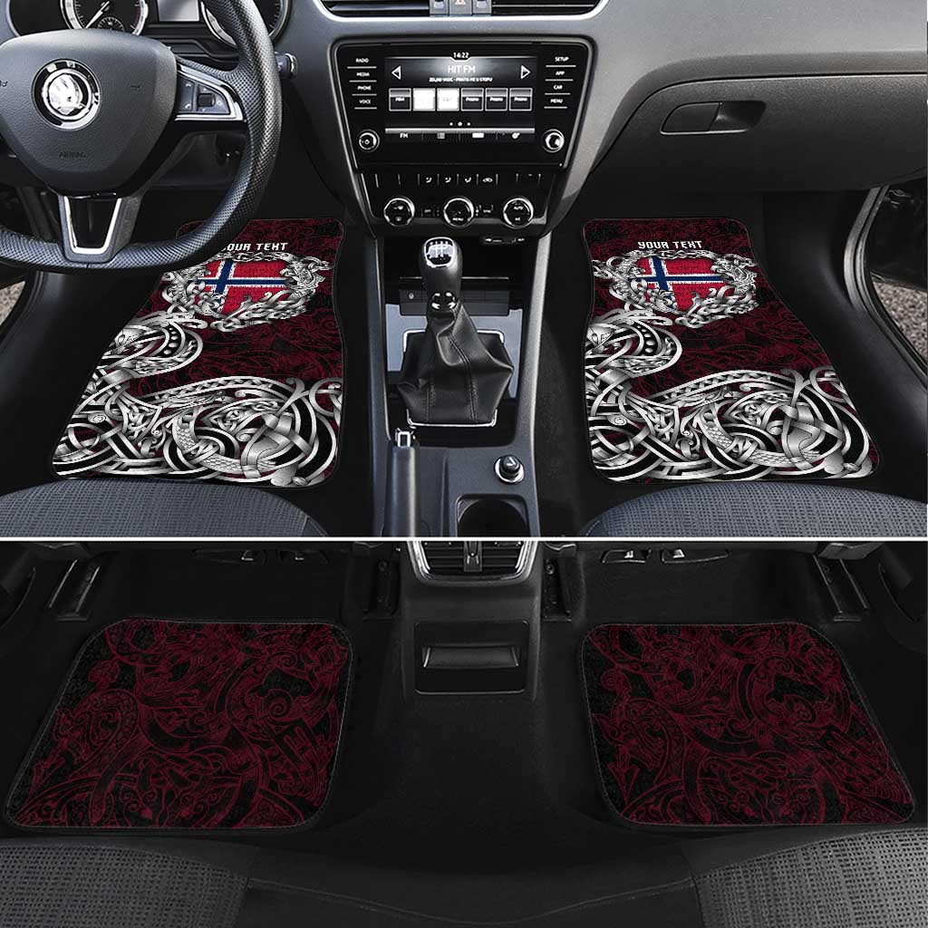 Norway Viking Blood Car Mats Nordic Runes and Shield of Ancestry in Tribal Knotwork