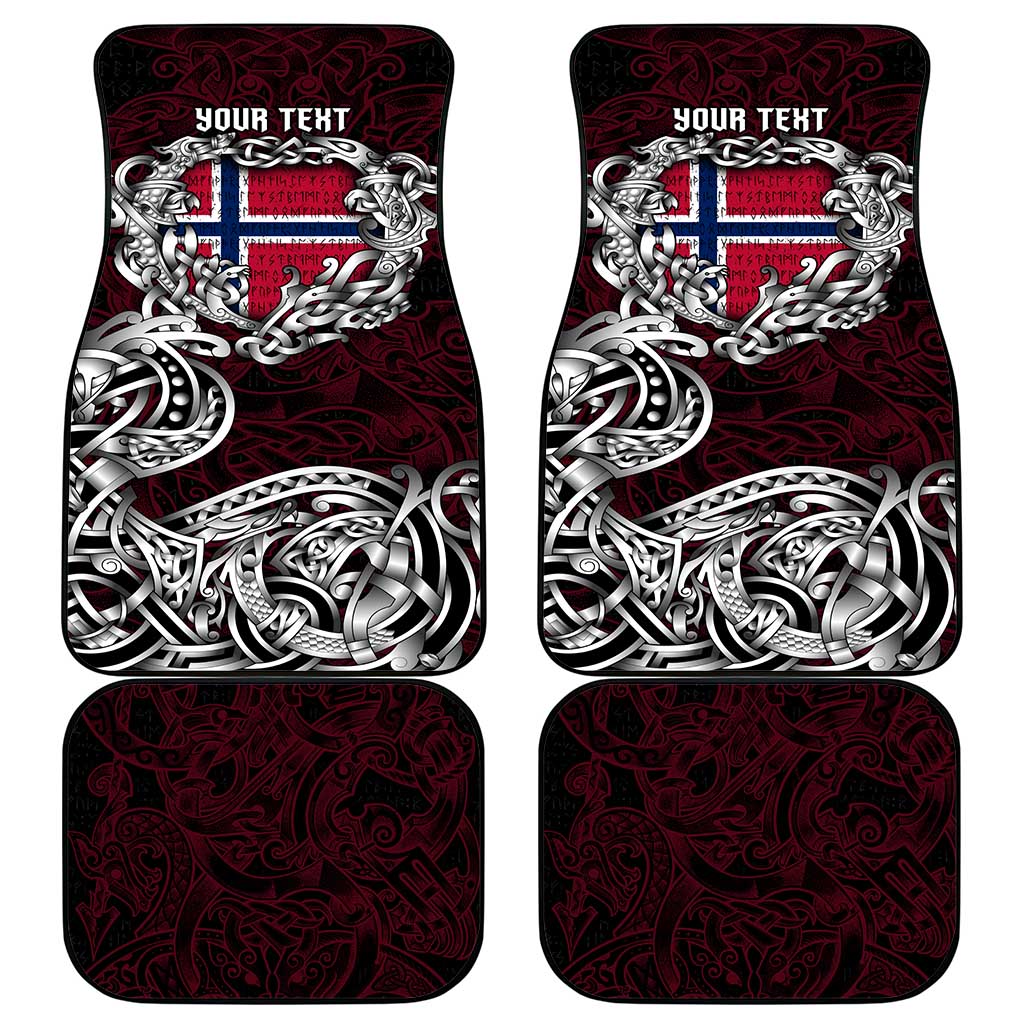 Norway Viking Blood Car Mats Nordic Runes and Shield of Ancestry in Tribal Knotwork