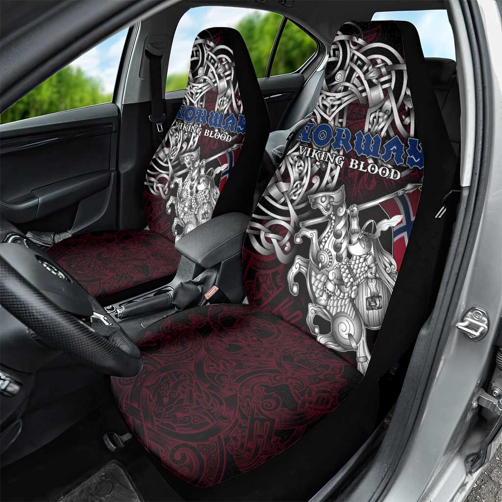 Norway Viking Blood Car Seat Cover Nordic Runes and Shield of Ancestry in Tribal Knotwork