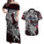 Personalized Norway Viking Blood Couples Matching Off Shoulder Maxi Dress and Hawaiian Shirt Nordic Runes and Shield of Ancestry in Tribal Knotwork