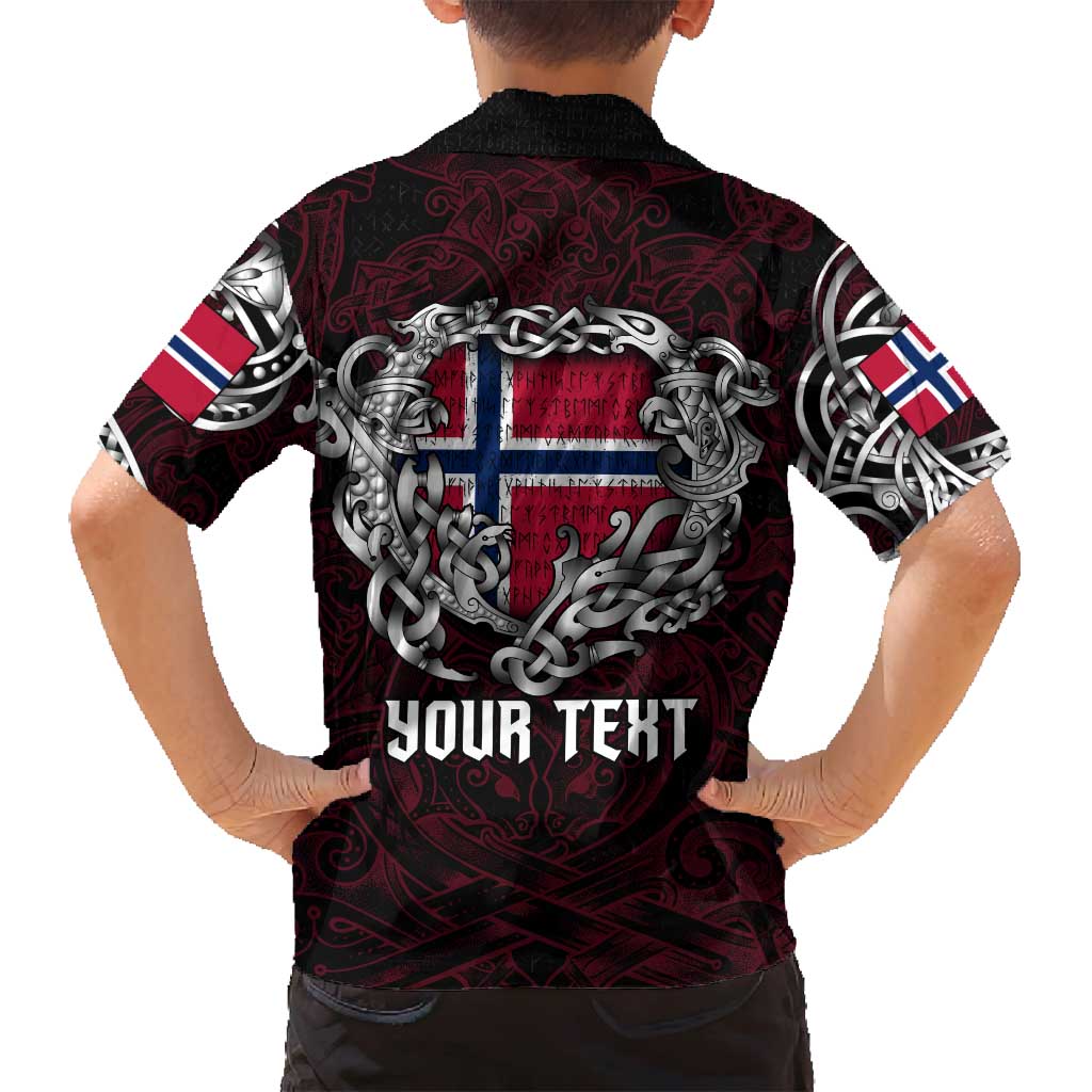 Personalized Norway Viking Blood Family Matching Long Sleeve Bodycon Dress and Hawaiian Shirt Nordic Runes and Shield of Ancestry in Tribal Knotwork