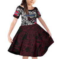 Personalized Norway Viking Blood Family Matching Off Shoulder Short Dress and Hawaiian Shirt Nordic Runes and Shield of Ancestry in Tribal Knotwork