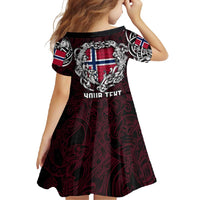 Personalized Norway Viking Blood Family Matching Short Sleeve Bodycon Dress and Hawaiian Shirt Nordic Runes and Shield of Ancestry in Tribal Knotwork