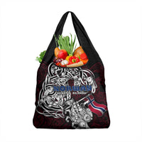 Norway Viking Blood Grocery Bag Nordic Runes and Shield of Ancestry in Tribal Knotwork
