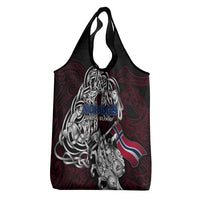 Norway Viking Blood Grocery Bag Nordic Runes and Shield of Ancestry in Tribal Knotwork