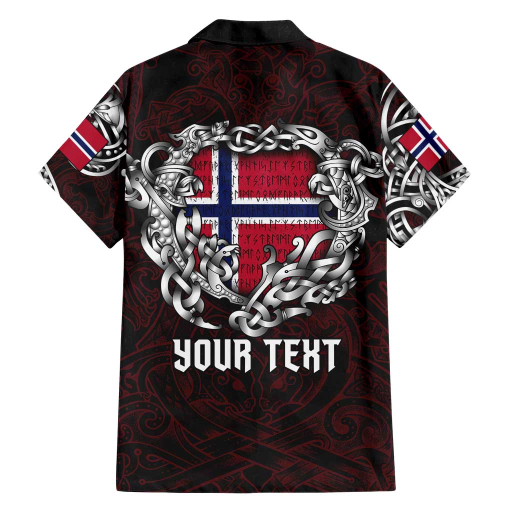 Personalized Norway Viking Blood Hawaiian Shirt Nordic Runes and Shield of Ancestry in Tribal Knotwork