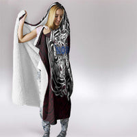 Norway Viking Blood Hooded Blanket Nordic Runes and Shield of Ancestry in Tribal Knotwork