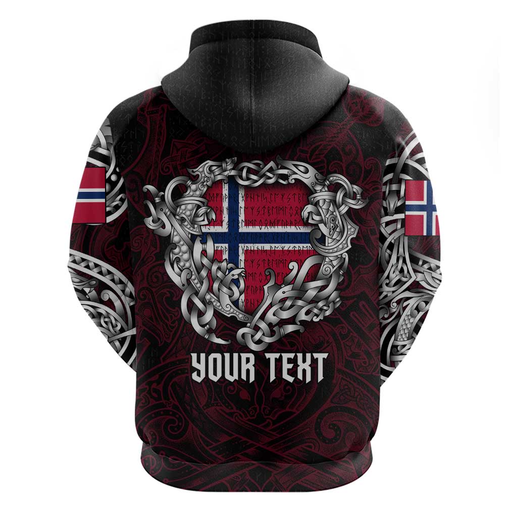 Personalized Norway Viking Blood Hoodie Nordic Runes and Shield of Ancestry in Tribal Knotwork