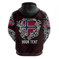Personalized Norway Viking Blood Hoodie Nordic Runes and Shield of Ancestry in Tribal Knotwork