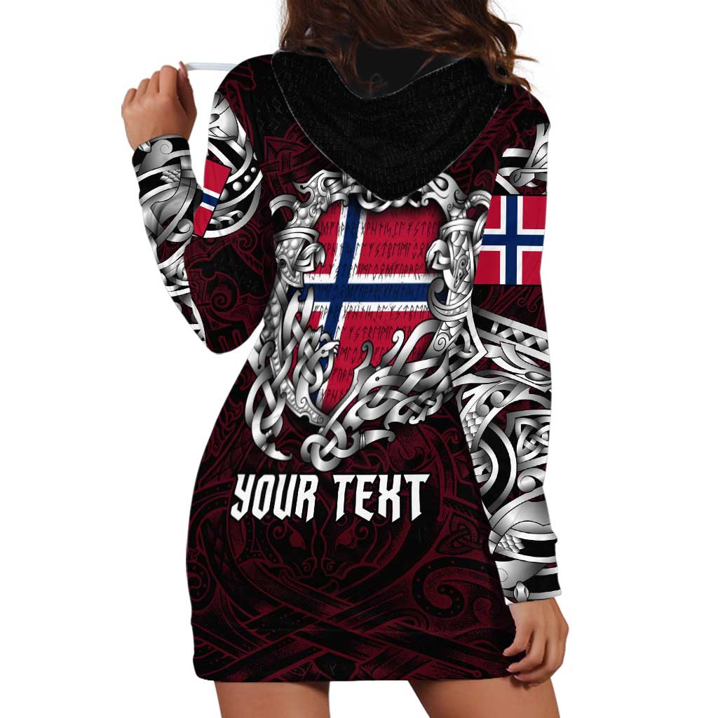 Personalized Norway Viking Blood Hoodie Dress Nordic Runes and Shield of Ancestry in Tribal Knotwork