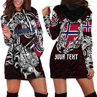 Personalized Norway Viking Blood Hoodie Dress Nordic Runes and Shield of Ancestry in Tribal Knotwork