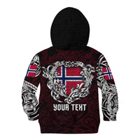 Personalized Norway Viking Blood Kid Hoodie Nordic Runes and Shield of Ancestry in Tribal Knotwork