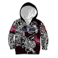 Personalized Norway Viking Blood Kid Hoodie Nordic Runes and Shield of Ancestry in Tribal Knotwork