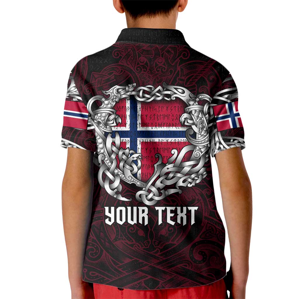 Personalized Norway Viking Blood Kid Polo Shirt Nordic Runes and Shield of Ancestry in Tribal Knotwork