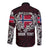 Personalized Norway Viking Blood Long Sleeve Button Shirt Nordic Runes and Shield of Ancestry in Tribal Knotwork