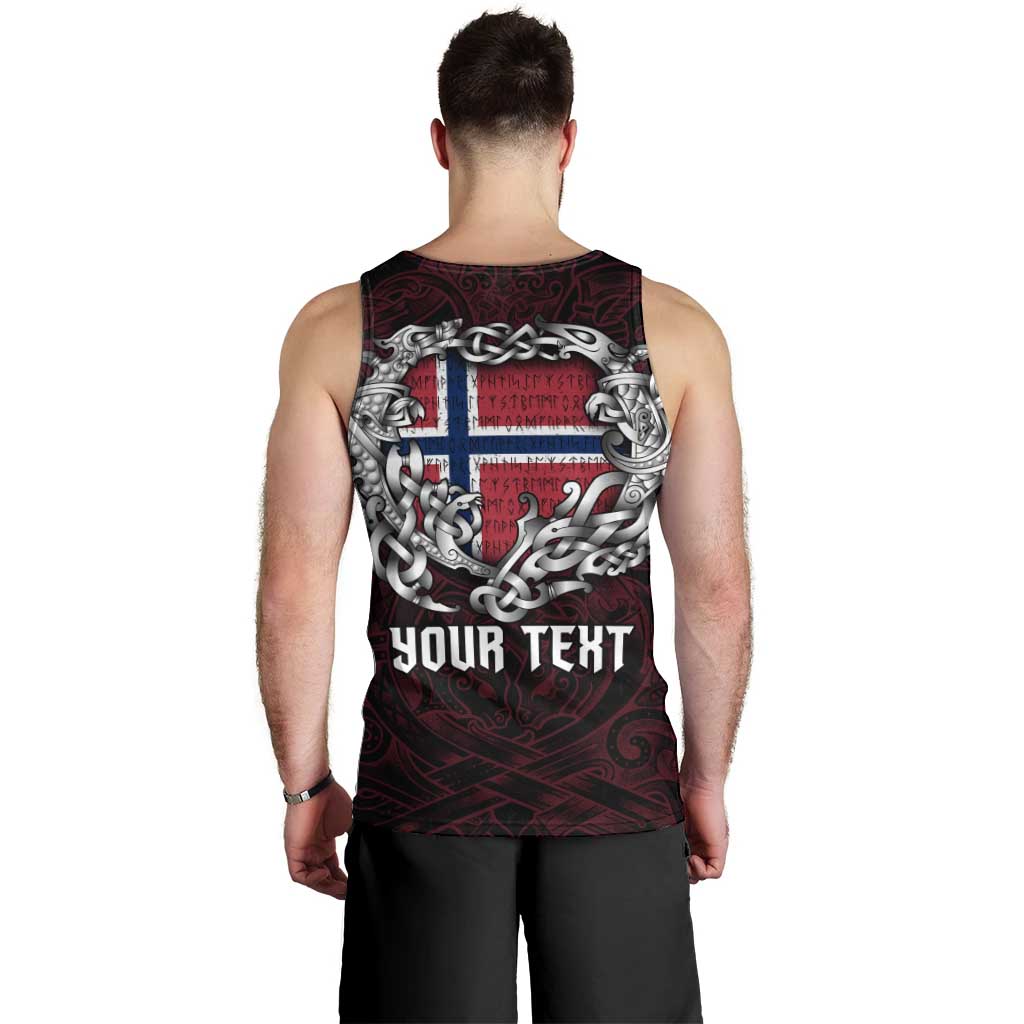 Personalized Norway Viking Blood Men Tank Top Nordic Runes and Shield of Ancestry in Tribal Knotwork