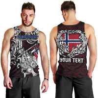 Personalized Norway Viking Blood Men Tank Top Nordic Runes and Shield of Ancestry in Tribal Knotwork