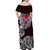 Personalized Norway Viking Blood Off Shoulder Maxi Dress Nordic Runes and Shield of Ancestry in Tribal Knotwork
