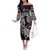 Personalized Norway Viking Blood Off The Shoulder Long Sleeve Dress Nordic Runes and Shield of Ancestry in Tribal Knotwork
