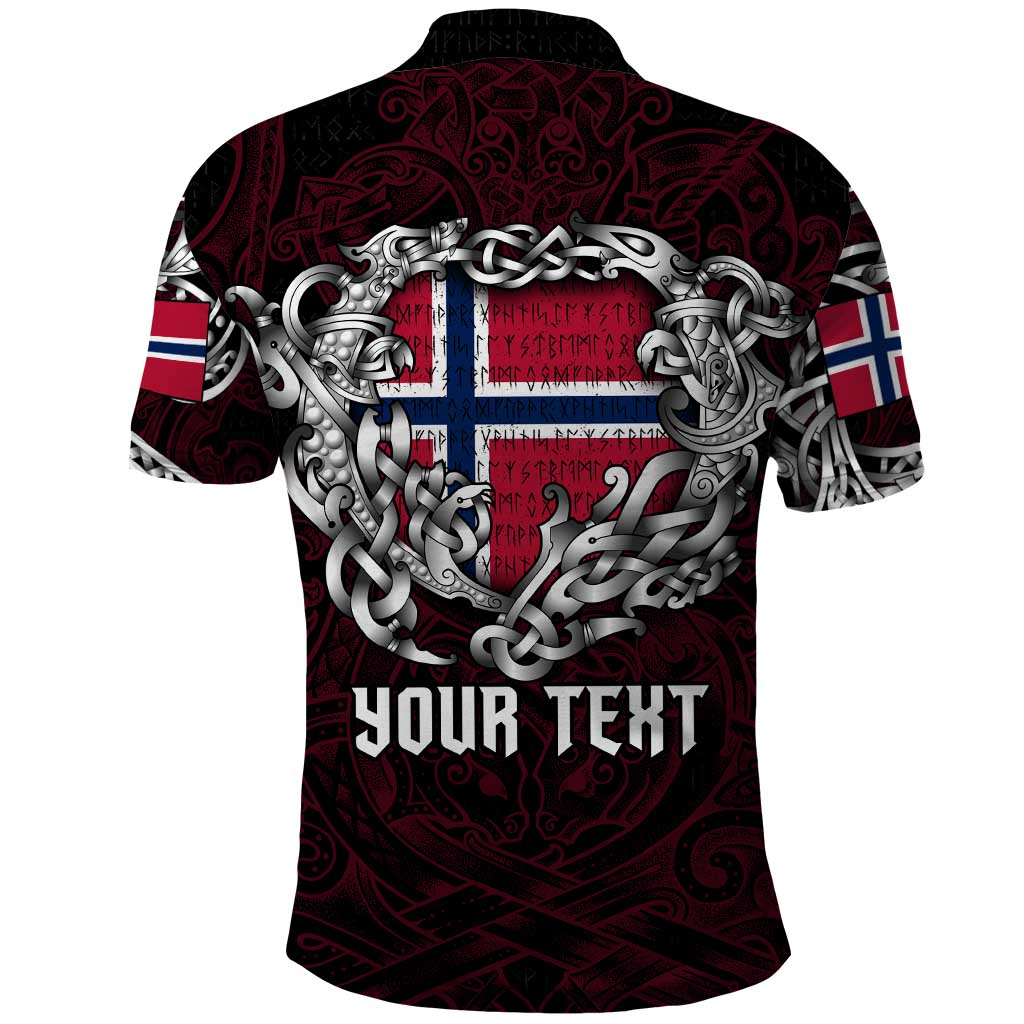Personalized Norway Viking Blood Polo Shirt Nordic Runes and Shield of Ancestry in Tribal Knotwork