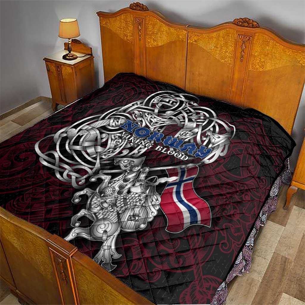 Norway Viking Blood Quilt Nordic Runes and Shield of Ancestry in Tribal Knotwork