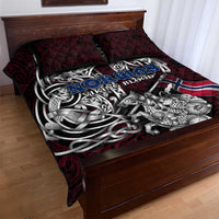 Norway Viking Blood Quilt Bed Set Nordic Runes and Shield of Ancestry in Tribal Knotwork