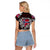 Personalized Norway Viking Blood Raglan Cropped T Shirt Nordic Runes and Shield of Ancestry in Tribal Knotwork