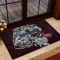 Norway Viking Blood Rubber Doormat Nordic Runes and Shield of Ancestry in Tribal Knotwork