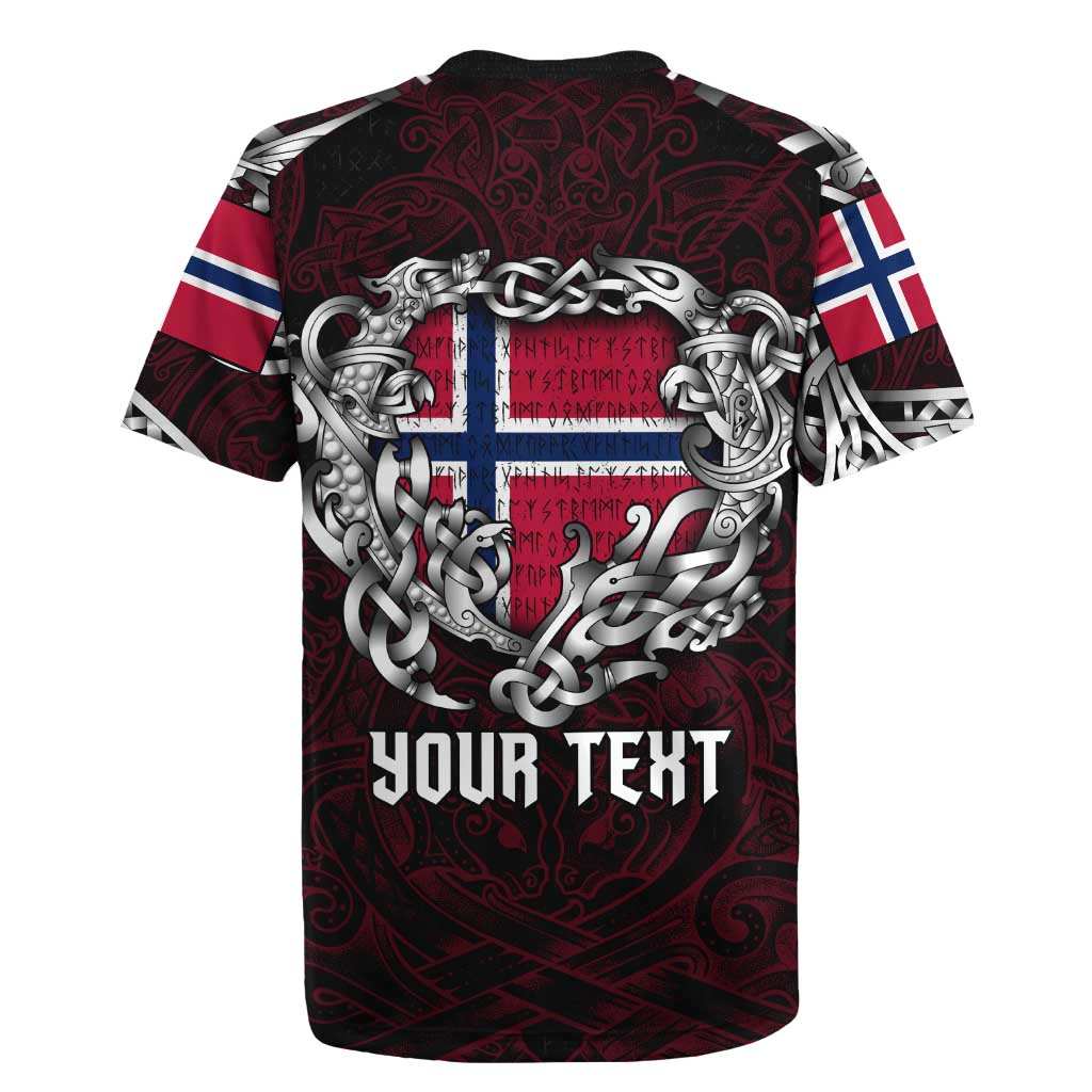 Personalized Norway Viking Blood Rugby Jersey Nordic Runes and Shield of Ancestry in Tribal Knotwork