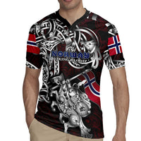 Personalized Norway Viking Blood Rugby Jersey Nordic Runes and Shield of Ancestry in Tribal Knotwork