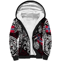 Personalized Norway Viking Blood Sherpa Hoodie Nordic Runes and Shield of Ancestry in Tribal Knotwork