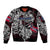 Personalized Norway Viking Blood Sleeve Zip Bomber Jacket Nordic Runes and Shield of Ancestry in Tribal Knotwork