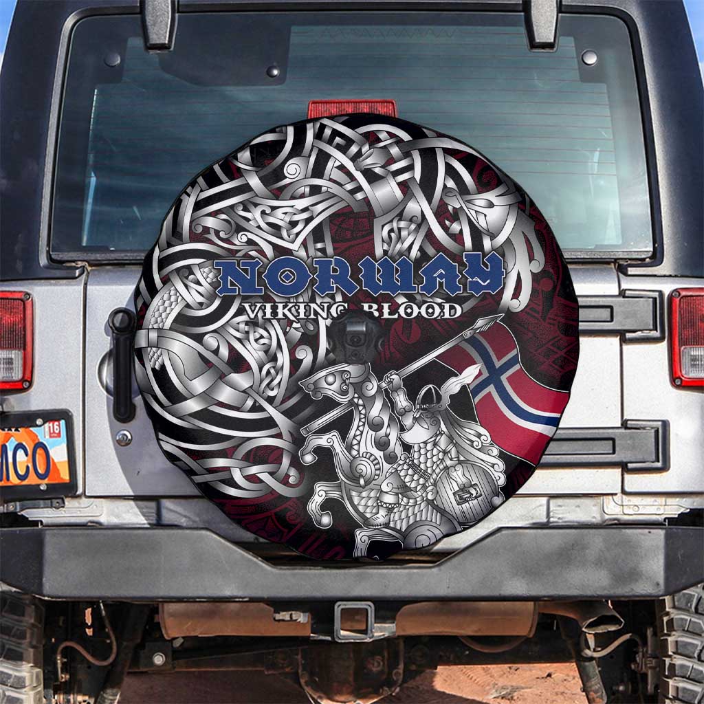 Norway Viking Blood Spare Tire Cover Nordic Runes and Shield of Ancestry in Tribal Knotwork