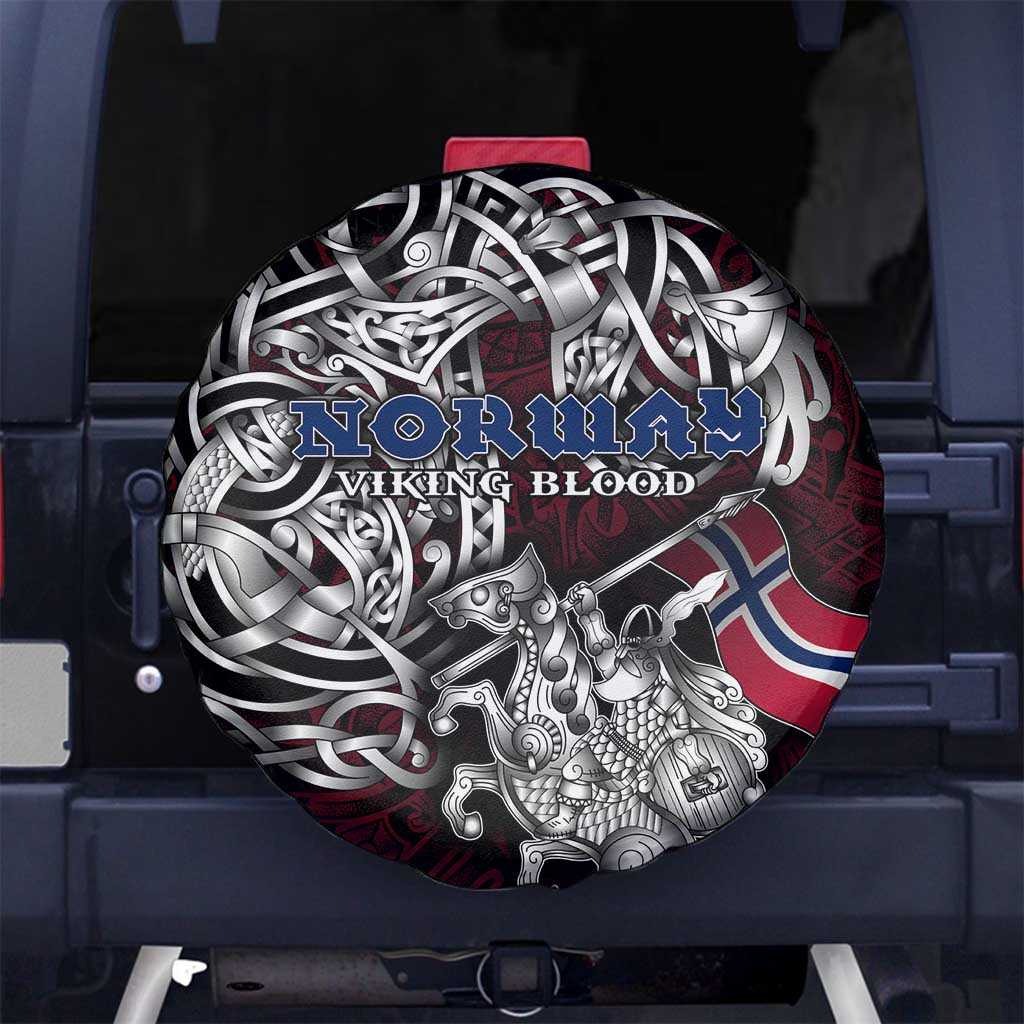 Norway Viking Blood Spare Tire Cover Nordic Runes and Shield of Ancestry in Tribal Knotwork