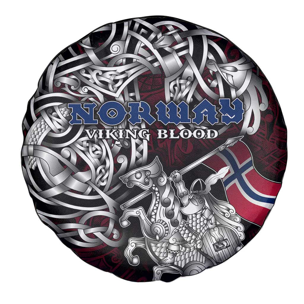 Norway Viking Blood Spare Tire Cover Nordic Runes and Shield of Ancestry in Tribal Knotwork