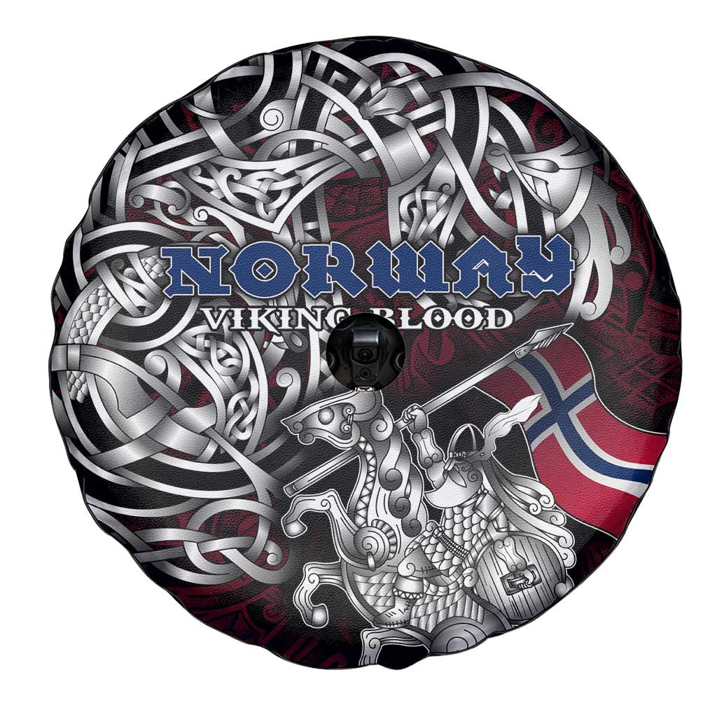 Norway Viking Blood Spare Tire Cover Nordic Runes and Shield of Ancestry in Tribal Knotwork